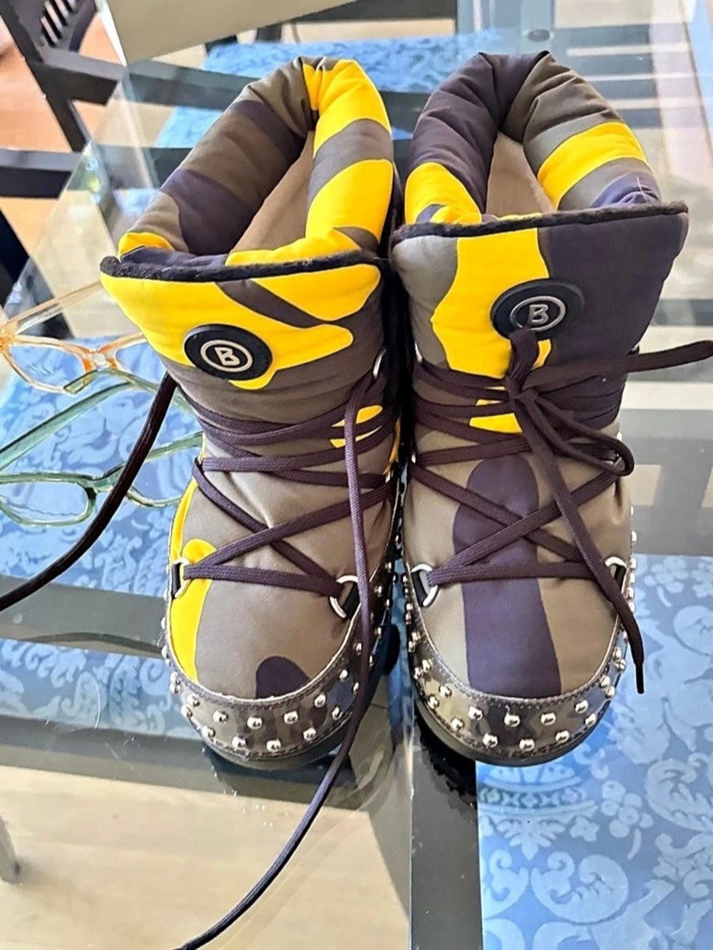 Bogner Color Block Studded Winter Boots Medium